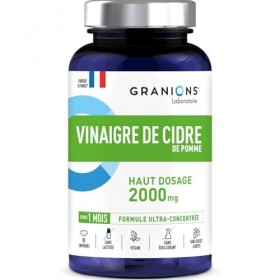 GRANIONS - Vinaigre de Cidre de Pomme 2000 MG - Coupe Faim & Perte de Poids - Probiotique Naturel - Vinaigre de Cidre Perte d