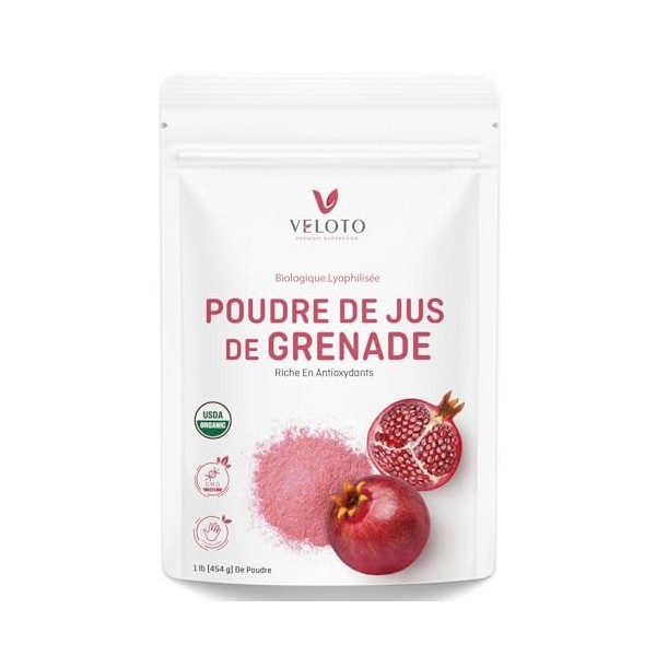 Poudre de Grenade Biologique, Poudre de Fruit de Grenade, 100% Naturelle, Riche en Antioxydants, Immune Support, NON-GMO, Glu