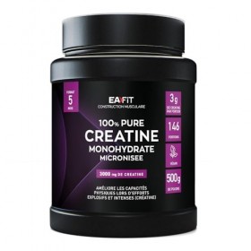 EAFIT PURE CREATINE MONOHYDRATE MICRONISÉE 500g - 5 Mois - Creatine Monohydrate Poudre - Musculation Homme - Prise de Masse -