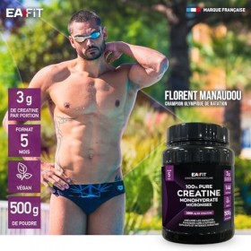 EAFIT PURE CREATINE MONOHYDRATE MICRONISÉE 500g - 5 Mois - Creatine Monohydrate Poudre - Musculation Homme - Prise de Masse -