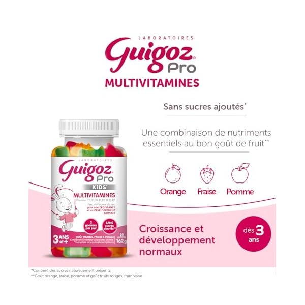 Guigoz Pro Kids Gummies multivitamines compléments alimentaires - 60 gummies