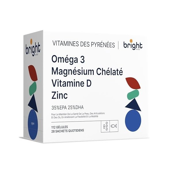 Zinc Omega 3 Magnésium Vitamine D | 100% naturel | Set de vitamines de Bright Naturo