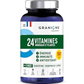 GRANIONS 24 VITAMINES - Multivitamines et Minéraux - Magnesium, Zinc, Vitamine C, Selenium, Coenzyme Q10, Luteine - Energie, 
