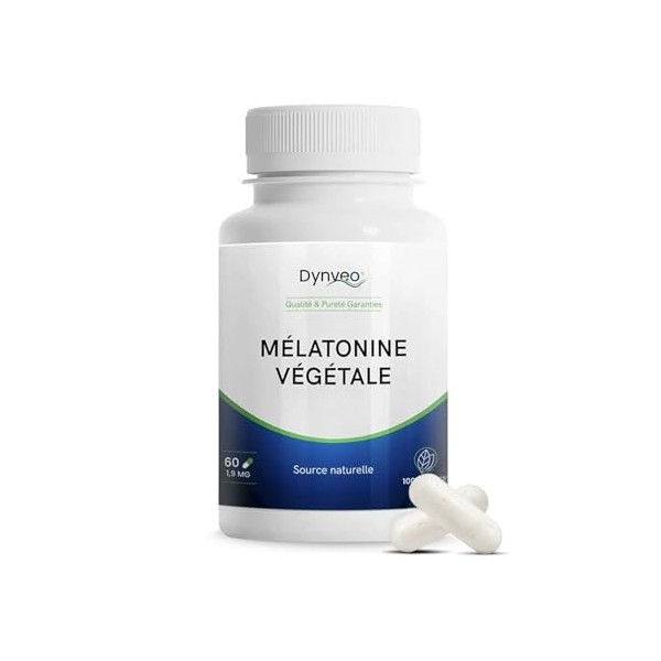 Mélatonine Naturelle Végétale 0,3 mg - 60 Gélules 1 mois - Sommeil rapide, Réduction temps d’endormissement, Mieux dormir - M...