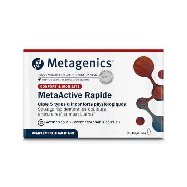 Metagenics - MetaActive Rapide - Complexe à base de Curcuma, Boswellia & Sésame Noir - 30 Gélules Multi-vitamines