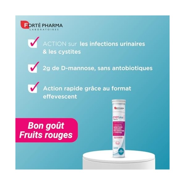 Forté Pharma - Cystima Medical effervescent - Dispositif medical, cystites, infection urinaire femme, Prévention et traitemen