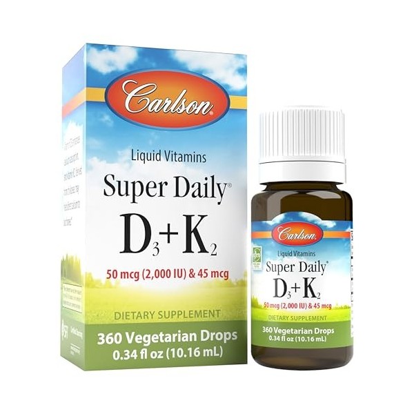 Carlson Labs Super Daily D3 + K2, 2000 IU - 10 ml. Multi-vitamines