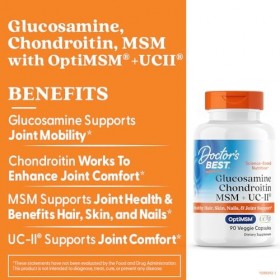 Doctors Best Glucosamine Chondroitin MSM + UC-II - 90 vcaps Multi-vitamines