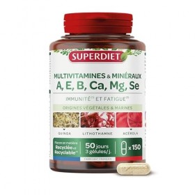 SUPERDIET - MULTIVITAMINES ET MINÉRAUX - Immunité et Fatigue - Fabrication Française - 150 gélules