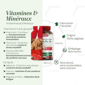 SUPERDIET - MULTIVITAMINES ET MINÉRAUX - Immunité et Fatigue - Fabrication Française - 150 gélules