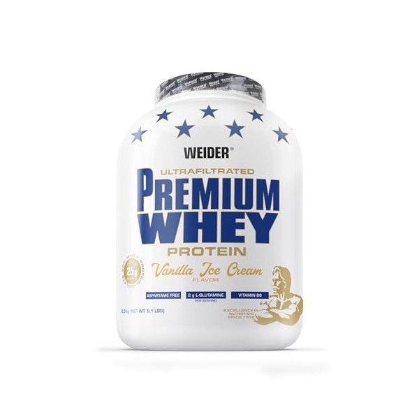 Weider Premium Whey Protein Poudre - Haute Teneur en Protéines, Faible Teneur en Glucides & Faible Teneur en Graisses avec L-...