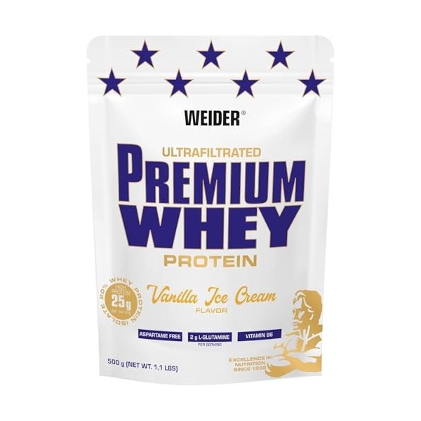 Weider Premium Whey Protein Poudre - Haute Teneur en Protéines, Faible Teneur en Glucides & Faible Teneur en Graisses avec L-...