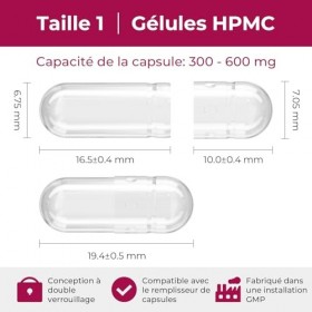 ATLEMISME Capsules Vides en Gélatine - Taille 1, Lot de 100 - Qualité Premium, Dissolution Rapide, Idéales pour Suppléments A...