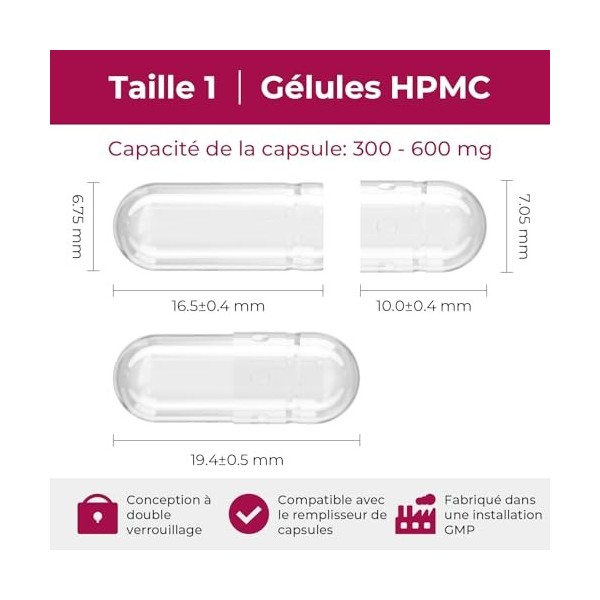 ATLEMISME Capsules Vides en Gélatine - Taille 1, Lot de 100 - Qualité Premium, Dissolution Rapide, Idéales pour Suppléments A...
