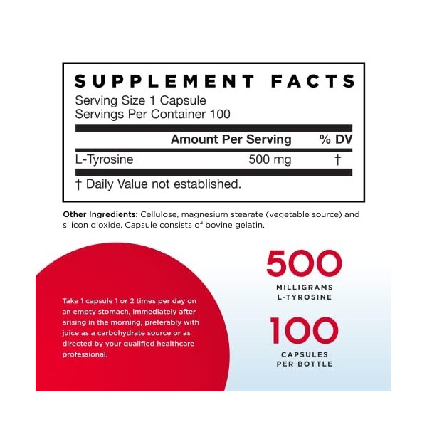Jarrow Formulas L-Tyrosine, 500mg - 100 caps Multi-vitamines