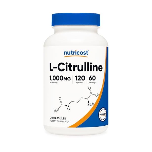 Nutricost L-Citrulline 1,000 mg, 120 gélules - Sans gluten, sans OGM Multi-vitamines