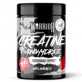 Warrior Créatine Monohydrate Poudre Micronisée – Supplément Sportif pour Musculation, Force et Récupération – 500 g, Portion 