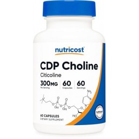 Nutricost CDP Choline Citicoline 300 mg, 60 gélules végétariennes - Sans OGM, végétalien, sans gluten