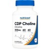 Nutricost CDP Choline Citicoline 300 mg, 60 gélules végétariennes - Sans OGM, végétalien, sans gluten