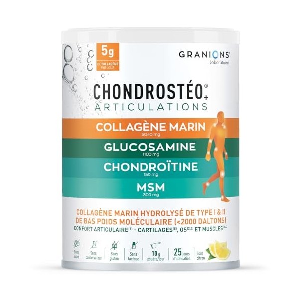 GRANIONS - Collagene Marin Poudre - CHONDROSTEO + Articulations - glucosamine chondroitine msm - collagene articulations - Gl
