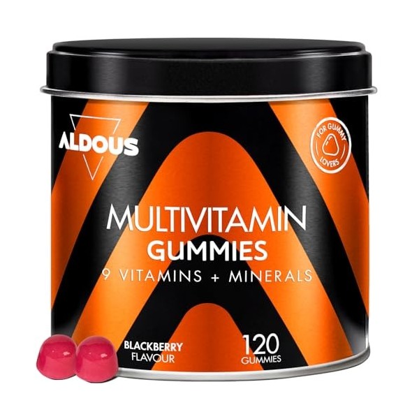 Gummies Multivitamines et Minéraux - 120 Gommes Goût Naturel Mûre - 12 Vitamines et Minéraux - Vitamines C, D, B12, E, A, B6,