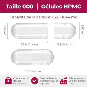 ATLEMISME Capsules Vides en Gélatine - Taille 000 - Qualité Premium, Dissolution Rapide, Idéales pour Suppléments Alimentaire...
