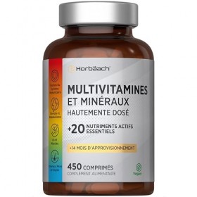 Multivitamines et Minéraux pour Homme y Femme | 450 Comprimés | avec 20 Ingrédients Essentiels | Multivitamin Complex Tablets