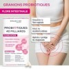 GRANIONS Probiotiques 40 Milliards – Probiotique Flore Intime 12 Souches – Probiotique Flore Intestinale & Équilibre Vaginal 