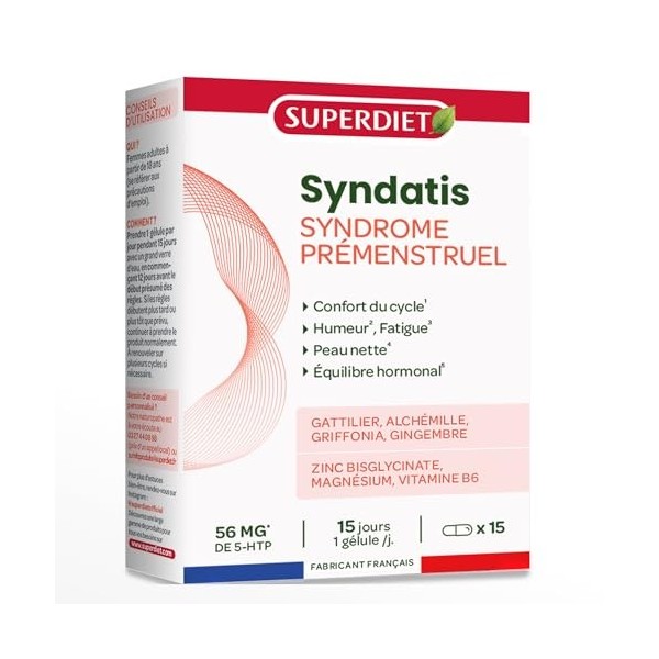 SUPERDIET – SYNDATIS SPM Syndrome prémenstruel – Complexe phyto-nutrition – 15 gélules