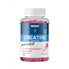Weider Micronized Creatine Gummies 66 gommes Goût Bubble Gum, 3,5g Créatine Monohydrate 200 MESH/dose, Certifié par Laborat