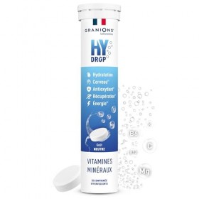 GRANIONS HYDROP Neutre – Pastilles Hydratation SANS SUCRES – Électrolytes Hydratation – Vitamines & Minéraux – Magnésium, Zin