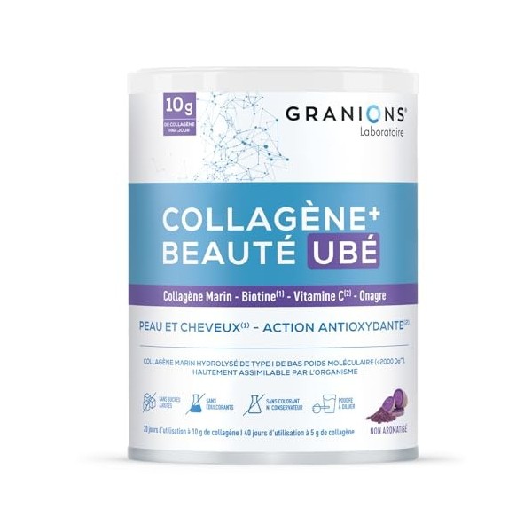 COLLAGENE +BEAUTE - GRANIONS Collagène N°1 en Pharmacies - Collagene et Acide Hyaluronique, Biotine Cheveux,- Beauté Peau - C
