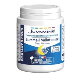 Juvamine - Sommeil Mélatonine - Endormissement plus Rapide - Sommeil Réparateur, Décalage Horaire, Insomnie - 150 Comprimés -