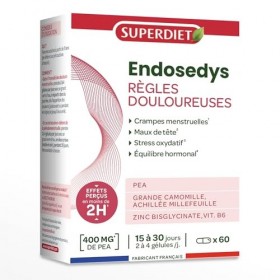 SUPERDIET – ENDOSEDYS Règles douloureuses – Complexe phyto-nutrition avec PEA – 60 gélules