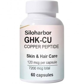 GHK-Cu Lot de 60 suppléments de peptide de cuivre, 120 mcg, complément de haute pureté pour la peau et les cheveux, enduit en