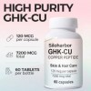 GHK-Cu Lot de 60 suppléments de peptide de cuivre, 120 mcg, complément de haute pureté pour la peau et les cheveux, enduit en