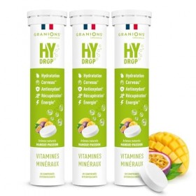 GRANIONS HYDROP - Pastilles Hydratation - Mangue Passion - SANS SUCRES - Fabriqué en France - Electrolytes - Vitamines, Minér