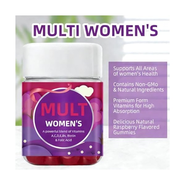 Gummies Multivitaminées Quotidiennes pour Femmes, Soutien Nutritionnel Quotidien Complet pour Femmes