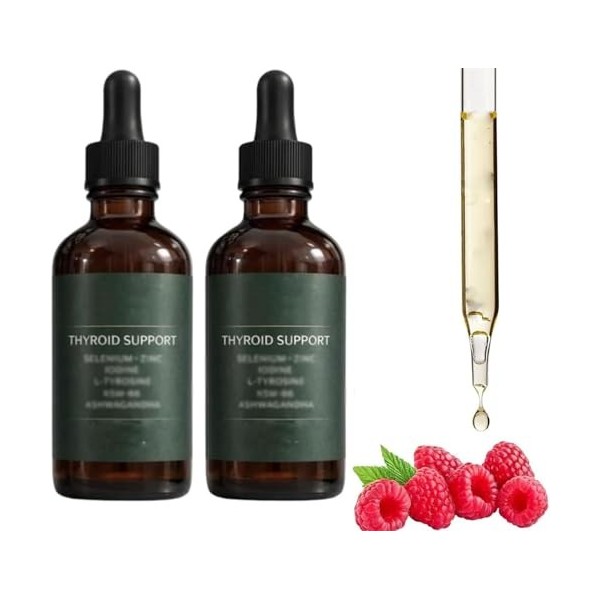 Gouttes de soutien de la thyroïde, formule naturelle, équilibre du corps et soutien pour homme et femme, 60 ml 2 pièces Mult...