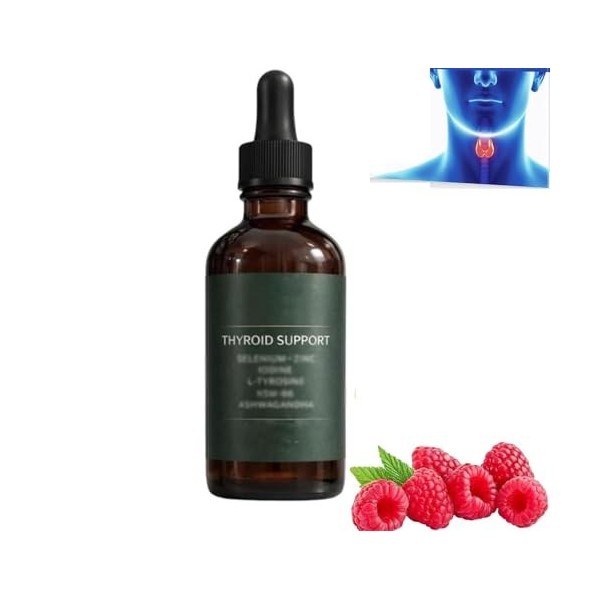 Gouttes de soutien de la thyroïde, formule naturelle, équilibre du corps et soutien pour homme et femme, 60 ml 2 pièces Mult...