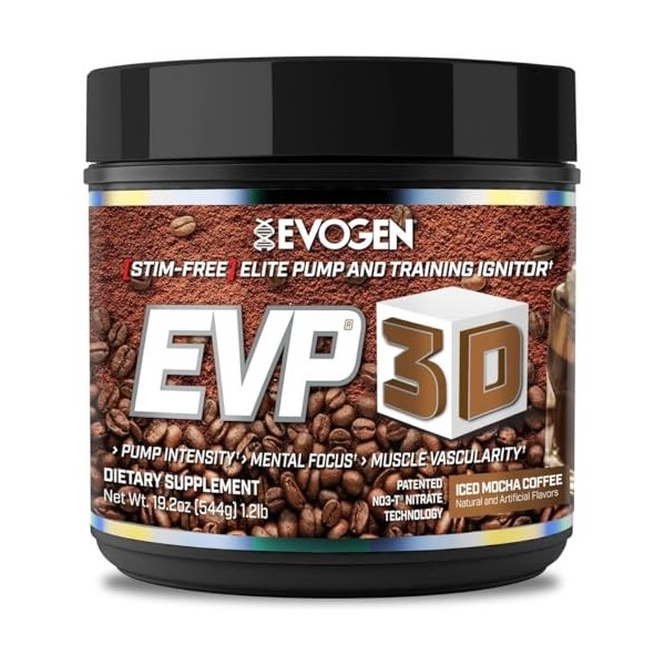 E!V!P! 3!D! Poudre de pré-entraînement, saveur café moka glacé – 544 g