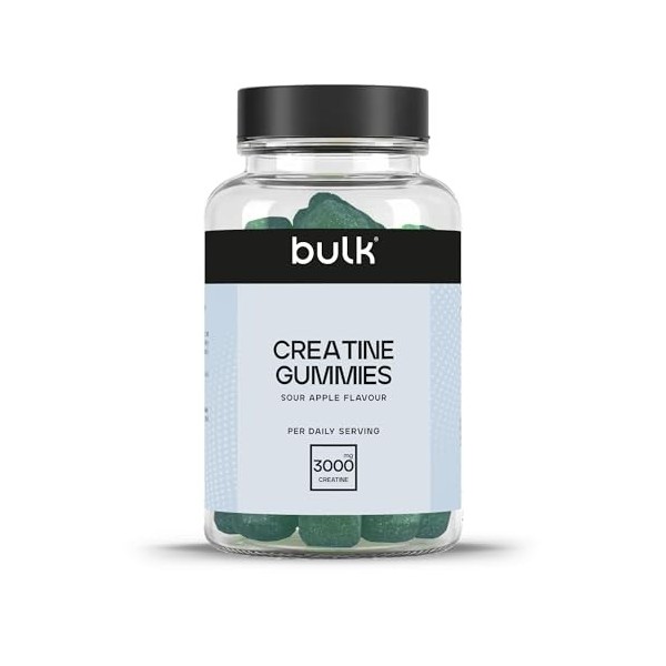 Bulk Gummies de Créatine 1 000 mg par Gummy, Pomme Acidulée, 60 Gummies, Créatine pour la Performance Sportive, Force et Puis
