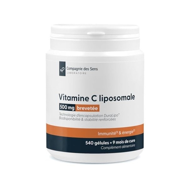 540 gélules - Vitamine C liposomale DuraLipo™ 500 mg - Biodisponibilité supérieure - Libération prolongée