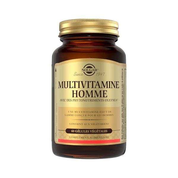 Solgar Multivitamine Homme – Réduction de la Fatigue – 13 vitamines et 7 minéraux – Extraits de plantes, Oxxynea et Lycopène 