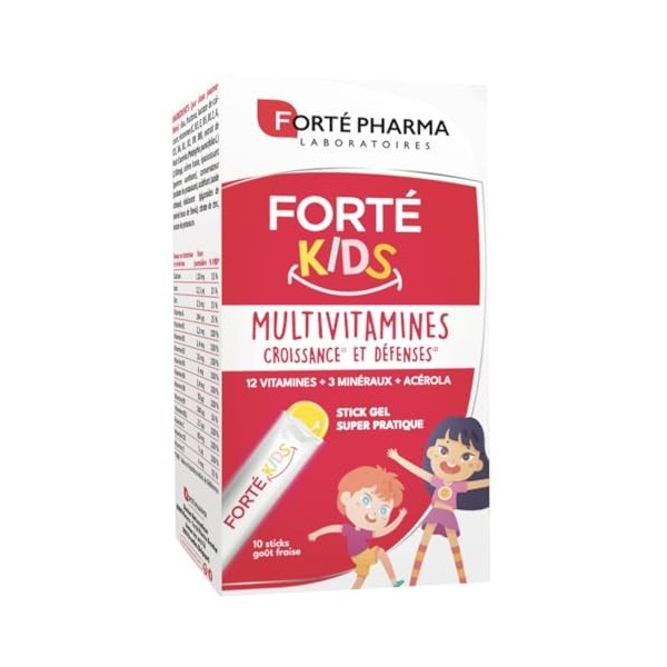 Forté Pharma - Forté Kids Multivitamines dès 3 ans - Croissance & défenses - 12 vitamines dont Vitamine C, Zinc, Calcium, Acé