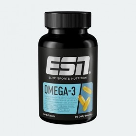 ESN Oméga-3, 60 gélules, huile de poisson hautement dosée avec 1200 mg dEPA et 900 mg de DHA par portion journalière