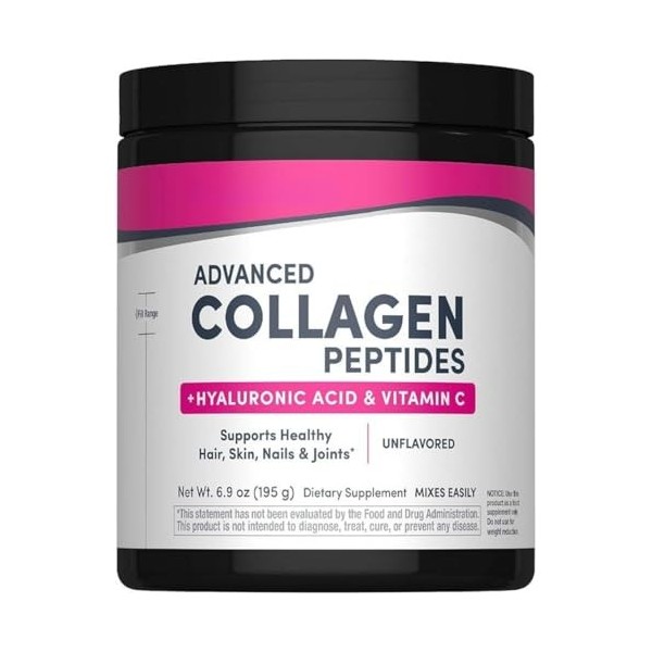 Ne0cell Adv4nced C0llagen Pept!des Poudre avec acide hy4luronique et vitamine C, non aromatisé, 195 g