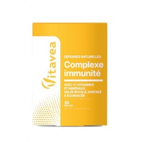 Complexe Immunité & Energie - 17 vitamines & minéraux + Shiitaké, Gelée Royale et Échinacée - 30 gélules cure 1 mois - Fabr
