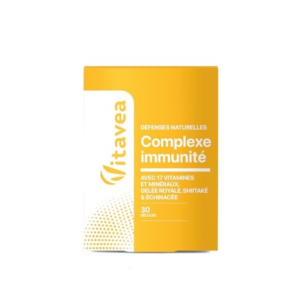 Complexe Immunité & Energie - 17 vitamines & minéraux + Shiitaké, Gelée Royale et Échinacée - 30 gélules cure 1 mois - Fabr