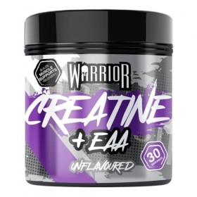 Warrior Créatine Monohydrate plus EAA 270 g – 30 Portions – Supplément Sportif pour Force, Récupération et Soutien Musculaire